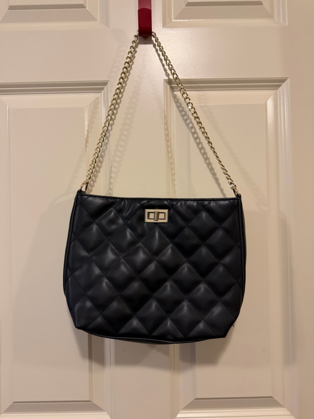 ASOS Black Quilted Shoulder Bag with Gold Chain